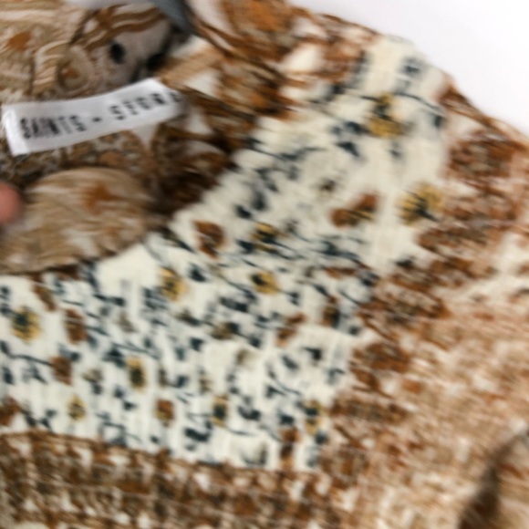 Saints + Secrets Made in Morocco  Patchwork Paisely Smocked Mini Dress S - Picture 5 of 6